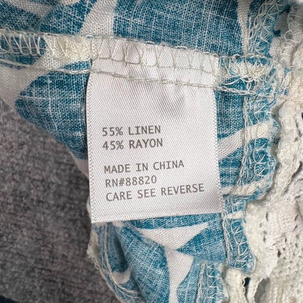 Rachel Zoe Boho Peasant Top XL Linen Blend Lace Trim Cottagecore Festival Fairy - Picture 8 of 11